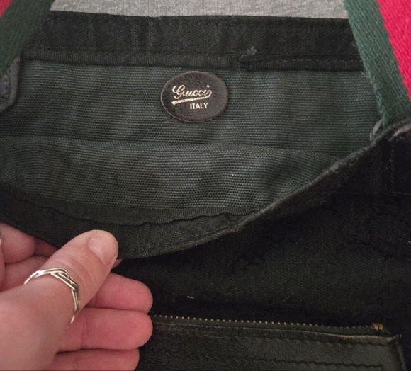 Black Tote Bag with Red and Green Straps - Picture 4 of 4